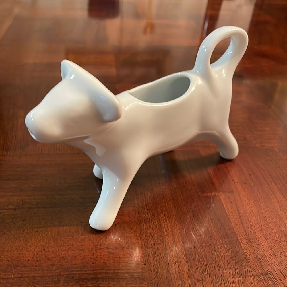 6" White Cow creamer cream milk container server